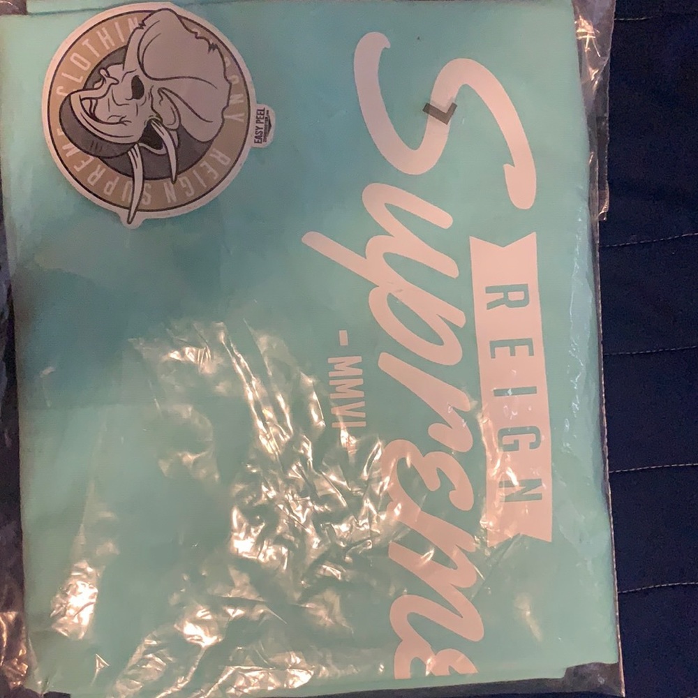 Reign supreme baby blue T-shirt.
